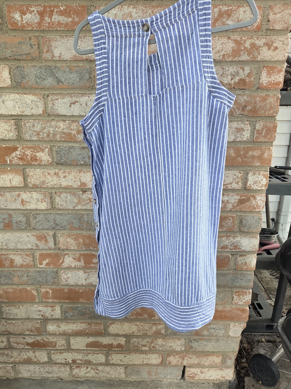 For Cynthia Blue and White Striped Sleeveless Dress Size L - Picture 3 of 5